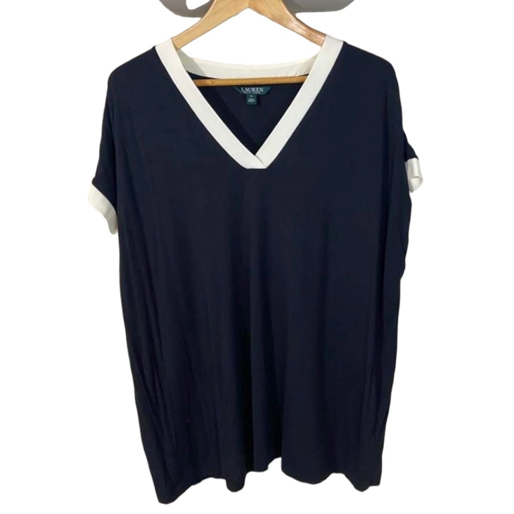 Ralph Lauren Women’s Plus Size 1X Blouse Top V-Neck